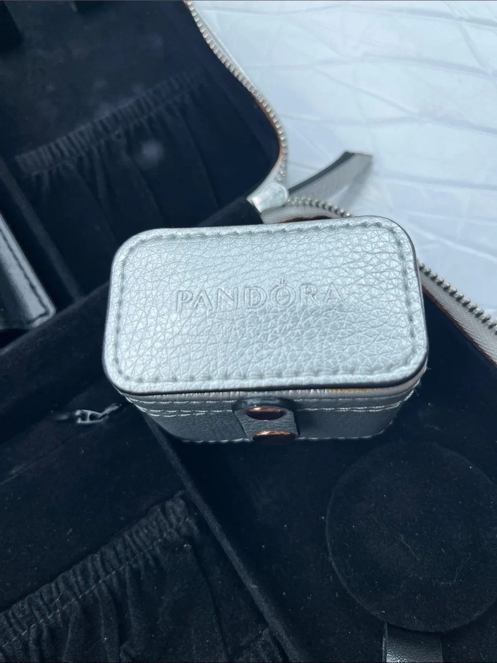 Pandora Metallic Silver Travel Jewelry Case